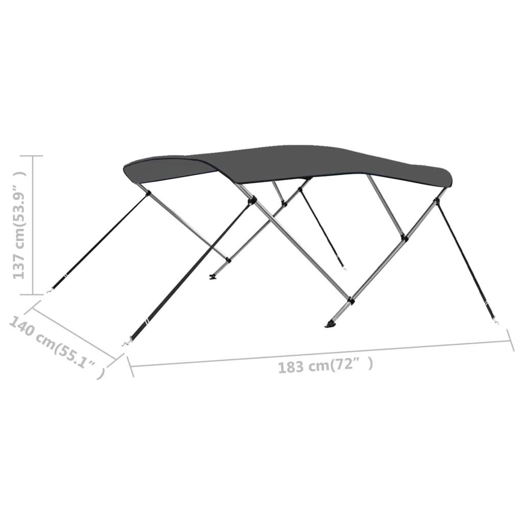 vidaXL antracitszürke háromágú bimini tető 183 x 140 x 137 cm