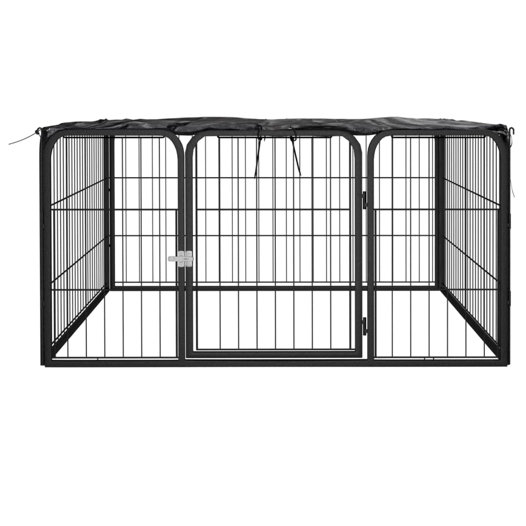 vidaXL 4 paneles fekete porszórt acél kutya járóka 100 x 50 cm