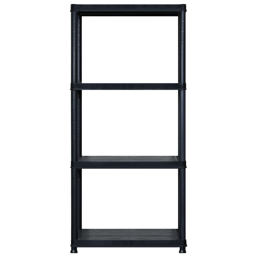 vidaXL fekete műanyag 4 szintes tárolópolc 122 x 30,5 x 130 cm