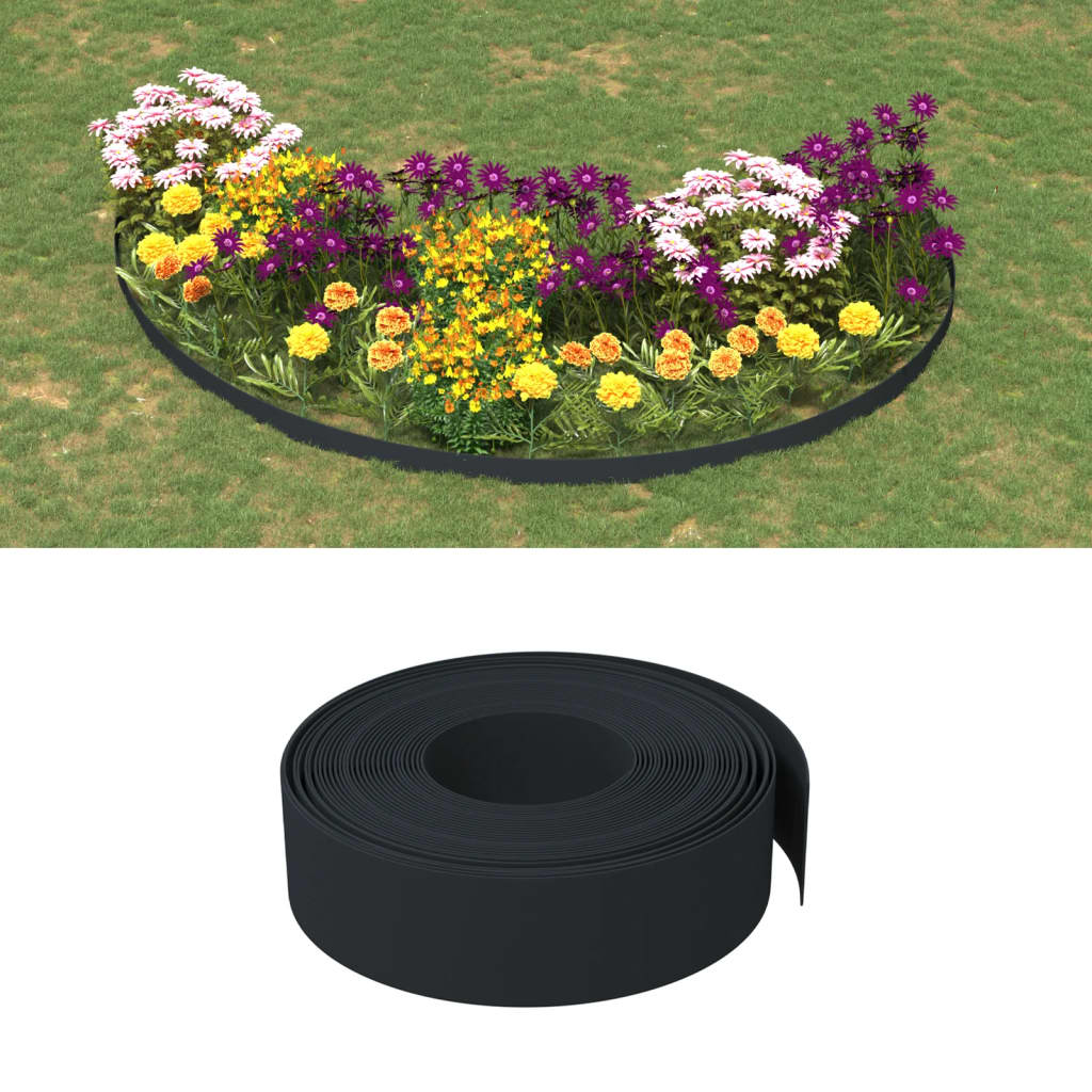 vidaXL 2 db fekete polietilén kerti szegély 10 m x 15 cm