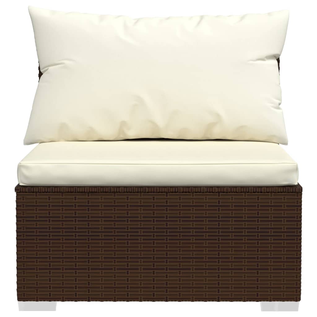 vidaXL barna háromszemélyes polyrattan kanapé párnákkal