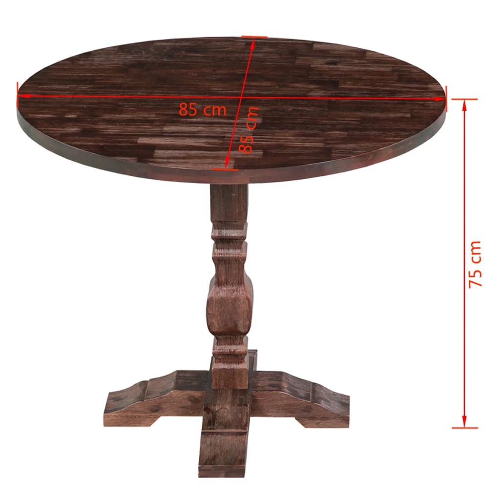 vidaXL Étkezőasztal talapzattal tömör akácfából 85x75 cm