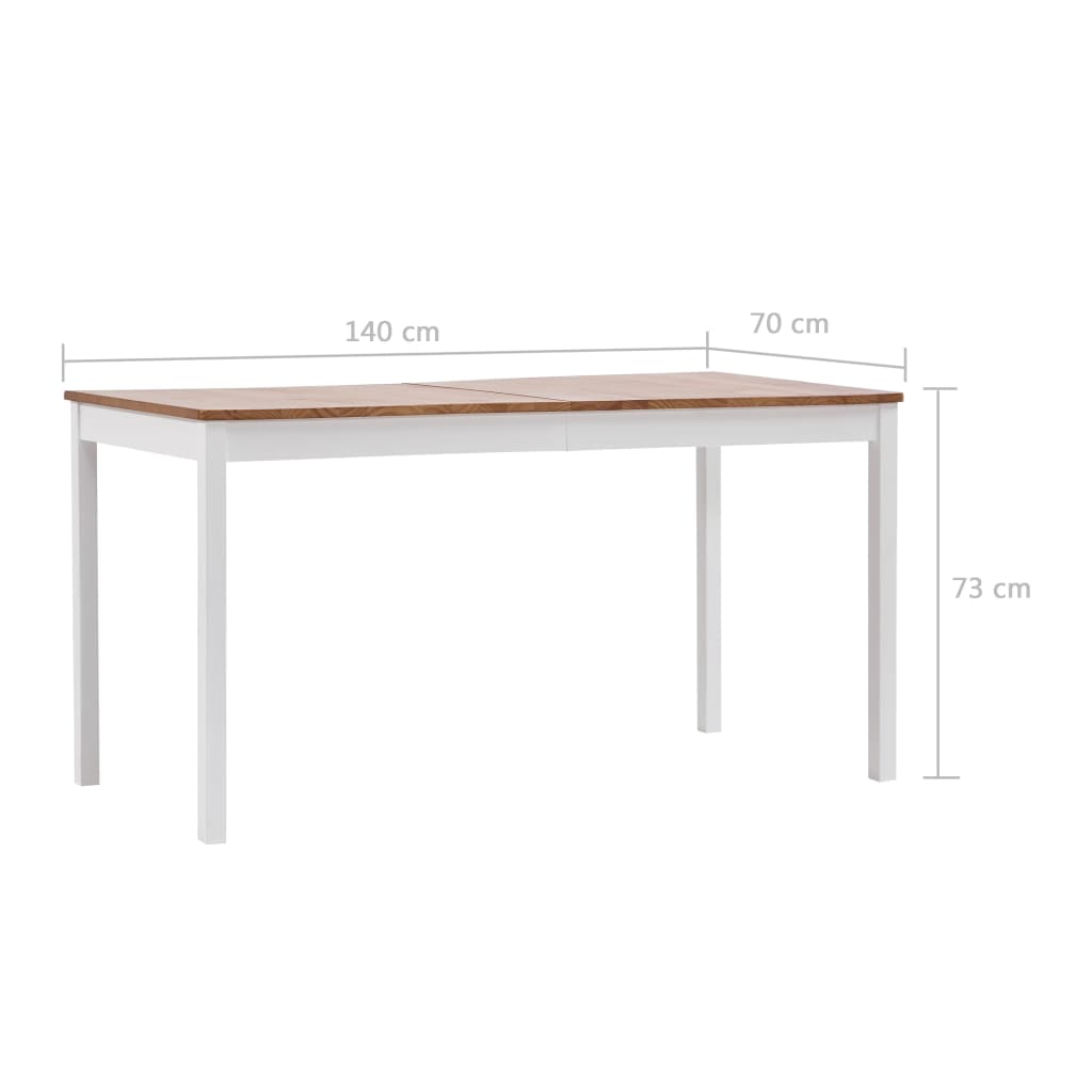 vidaXL fehér és barna fenyőfa étkezőasztal 140 x 70 x 73 cm
