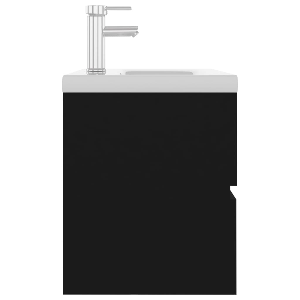 vidaXL fekete szerelt fa mosdószekrény beépített mosdókagylóval