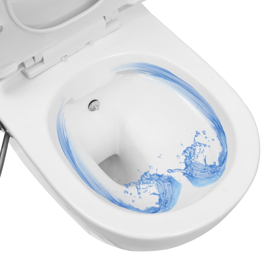vidaXL fehér kerámia perem nélküli fali WC bidé funkcióval