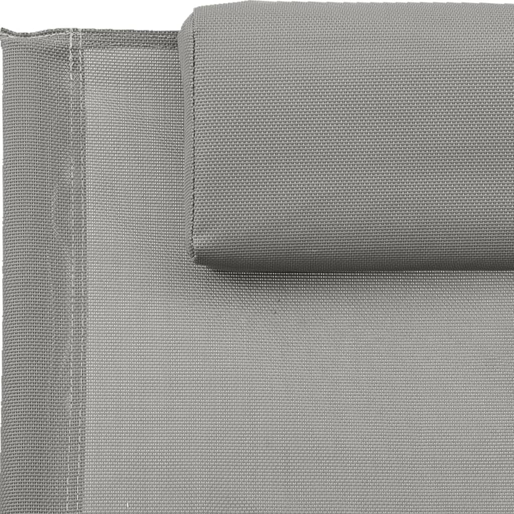 vidaXL szürke acél és textilén napozóágy párnával