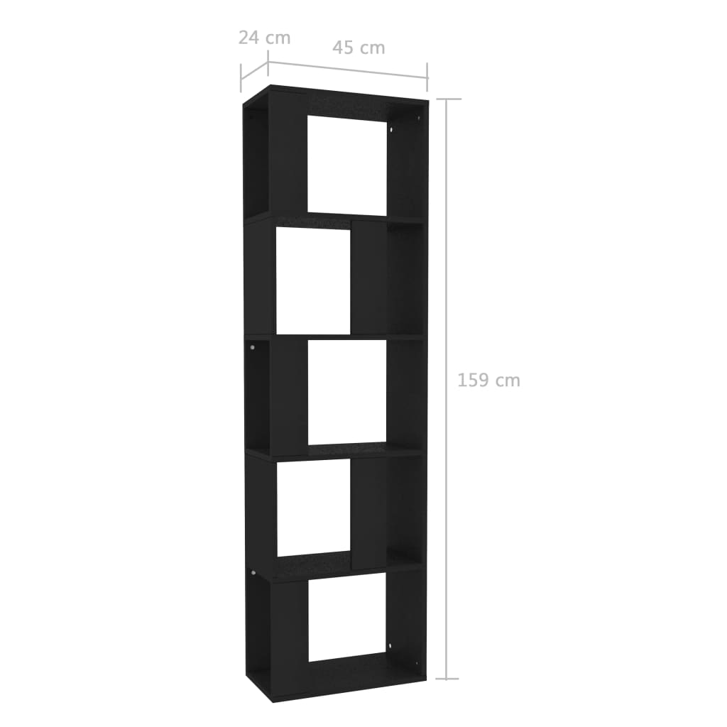 vidaXL fekete könyvszekrény/térelválasztó 45 x 24 x 159 cm