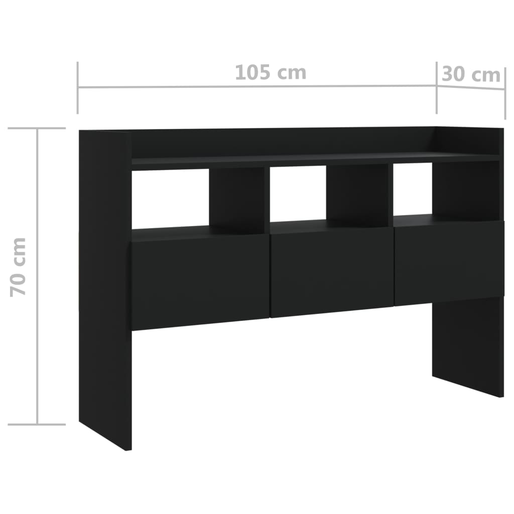 vidaXL fekete forgácslap tálalószekrény 105 x 30 x 70 cm