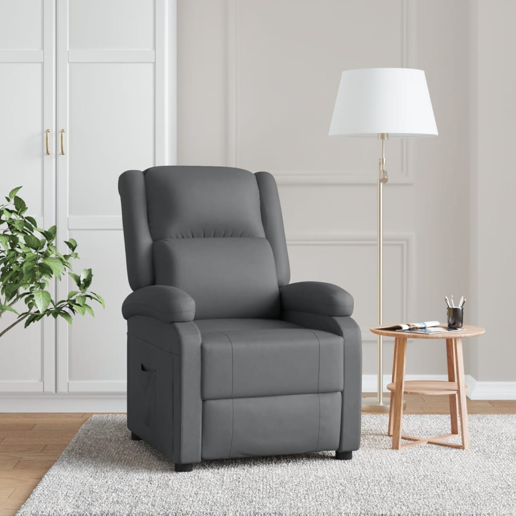 322439 vidaXL Recliner Anthracite Faux Leather