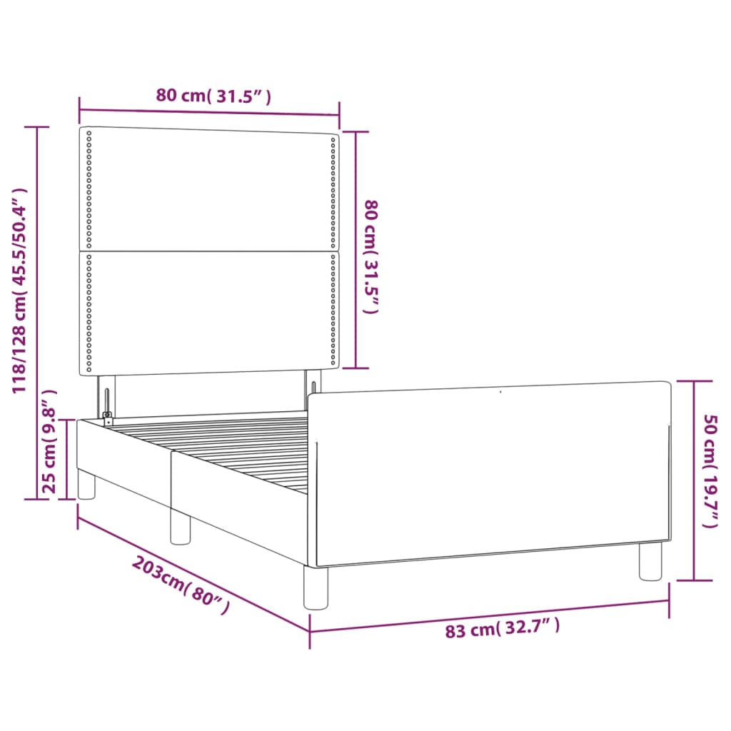 vidaXL világosszürke szövet ágykeret fejtámlával 80 x 200 cm