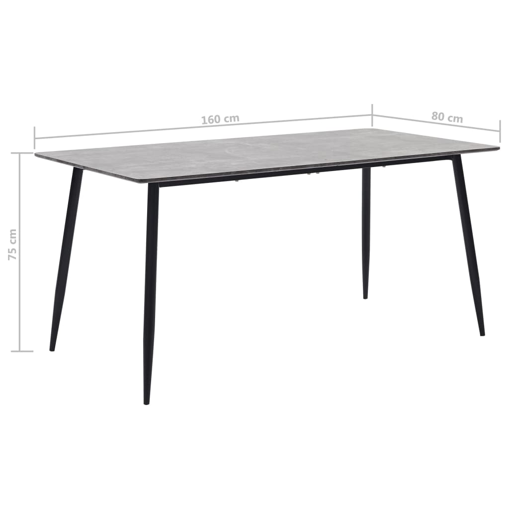 vidaXL szürke MDF étkezőasztal 160 x 80 x 75 cm