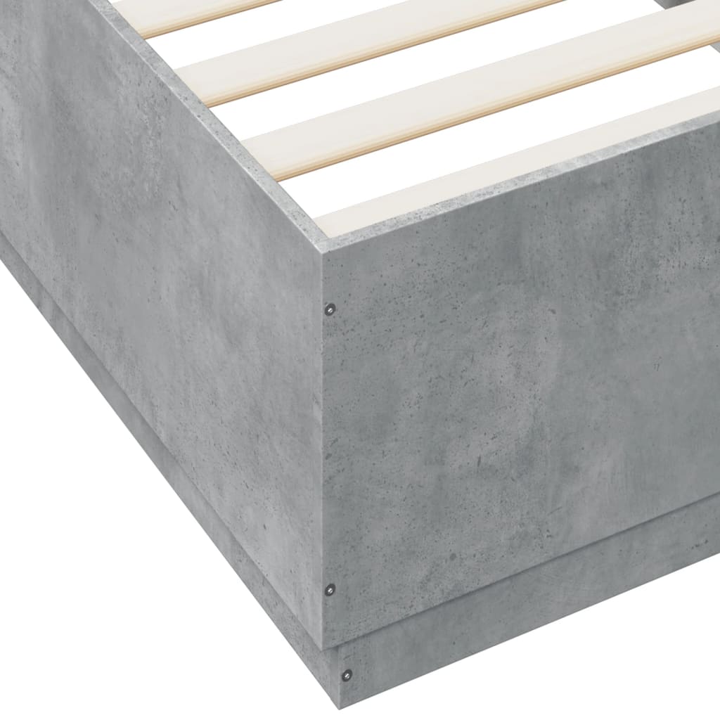 vidaXL betonszürke szerelt fa ágykeret 100 x 200 cm