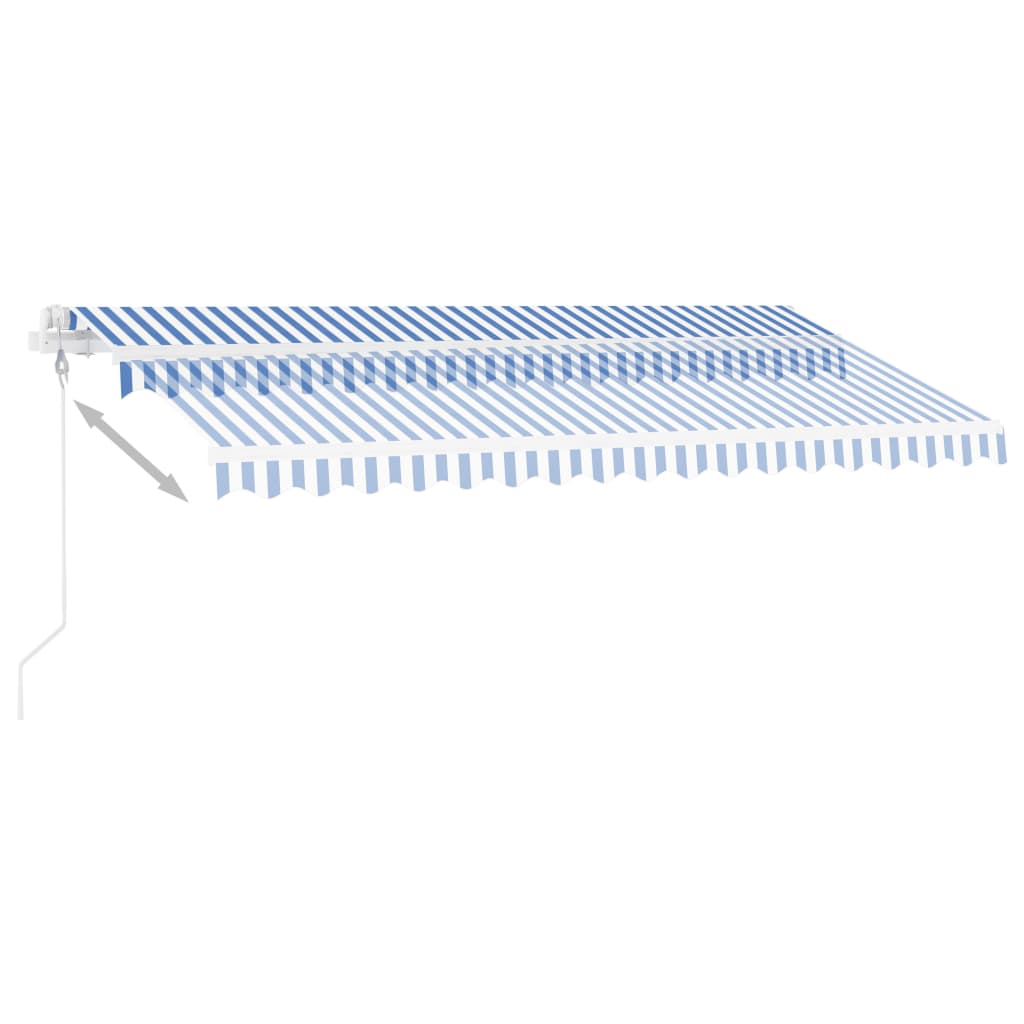 vidaXL kék-fehér automata póznás napellenző 450 x 350 cm