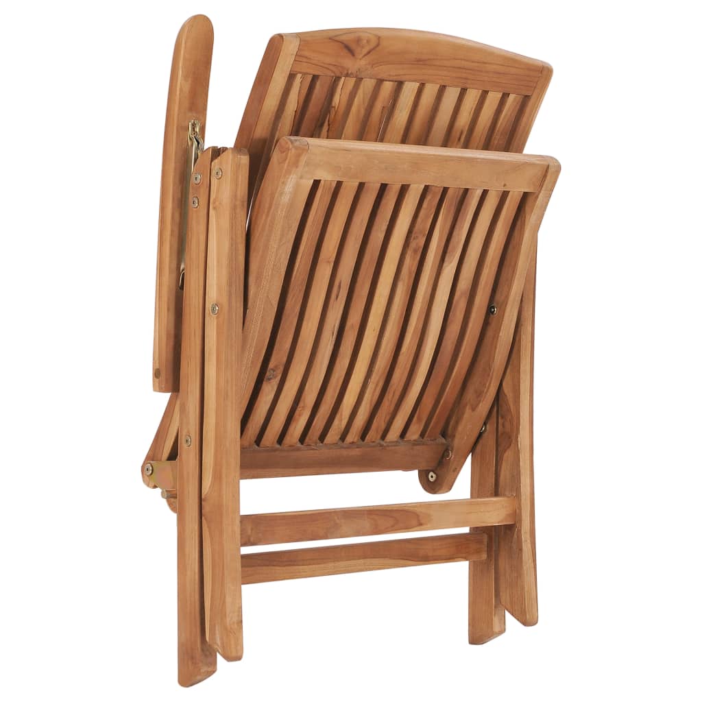 vidaXL 4 db dönthető tömör tíkfa kerti szék párnával
