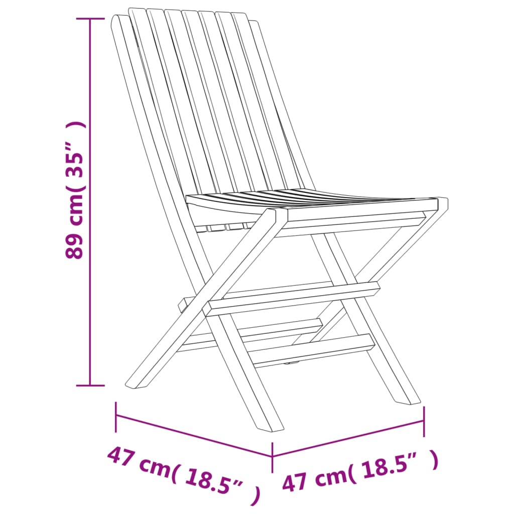 vidaXL 4 db tömör tíkfa összecsukható kerti szék 47 x 47 x 89 cm