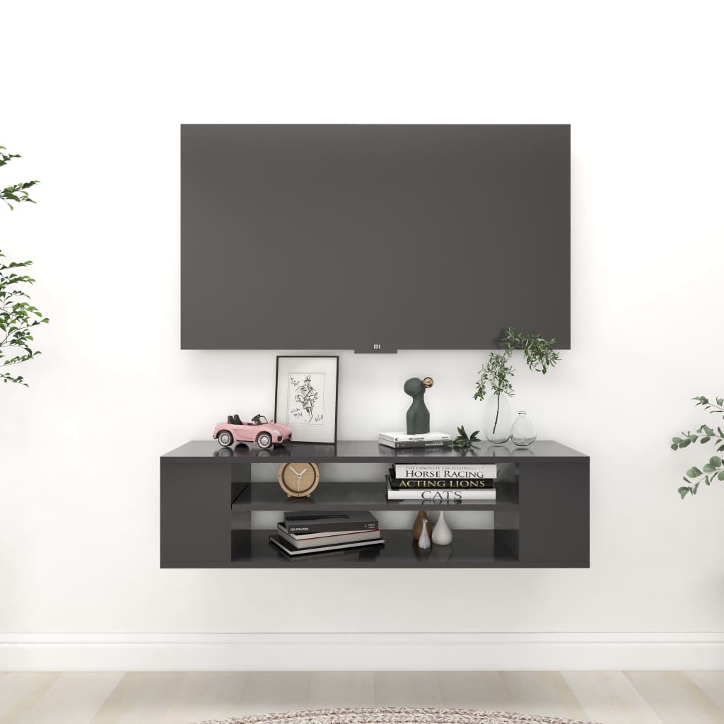 vidaXL szürke forgácslap függő TV-szekrény 100 x 30 x 26,5 cm