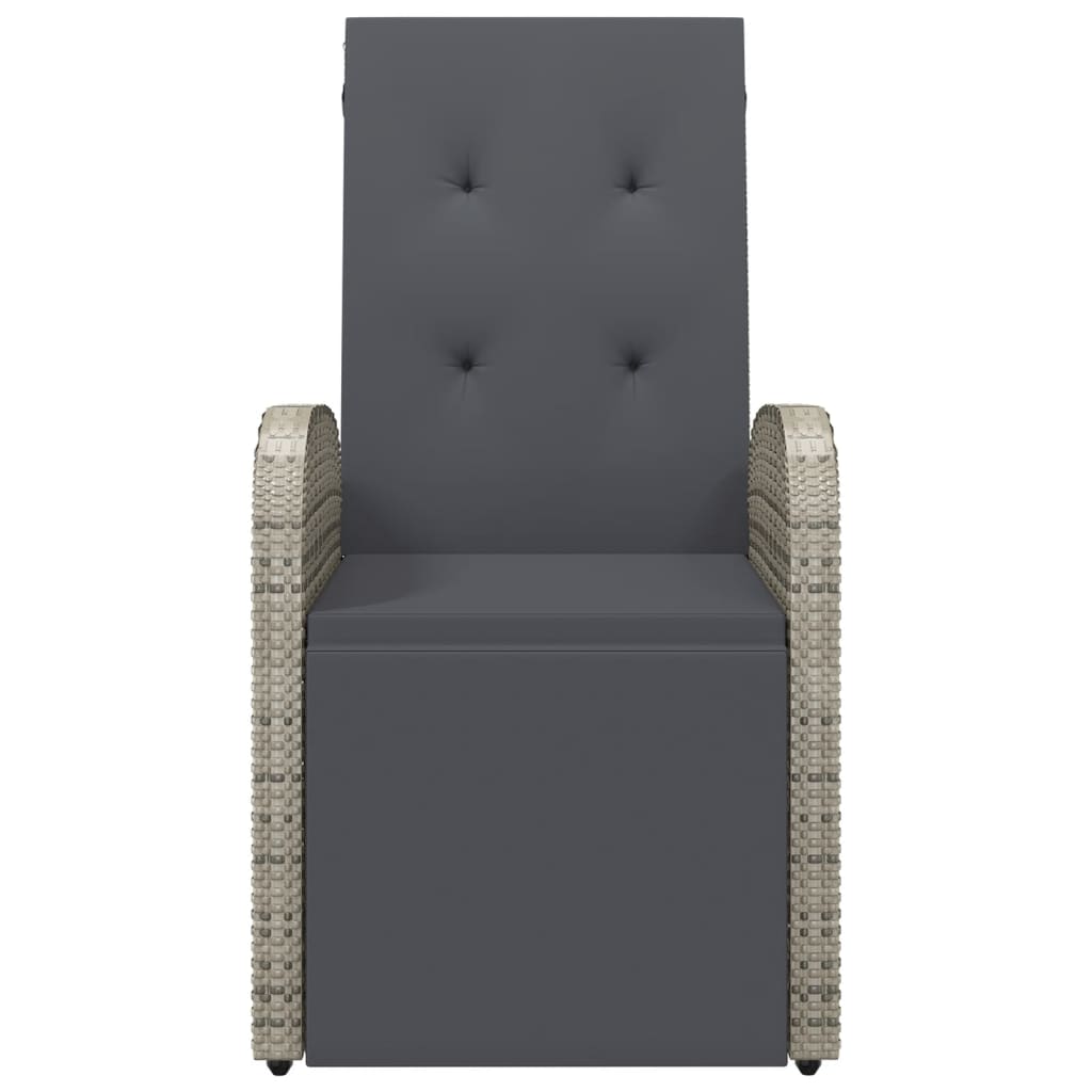 vidaXL szürke polyrattan dönthető kerti szék párnákkal
