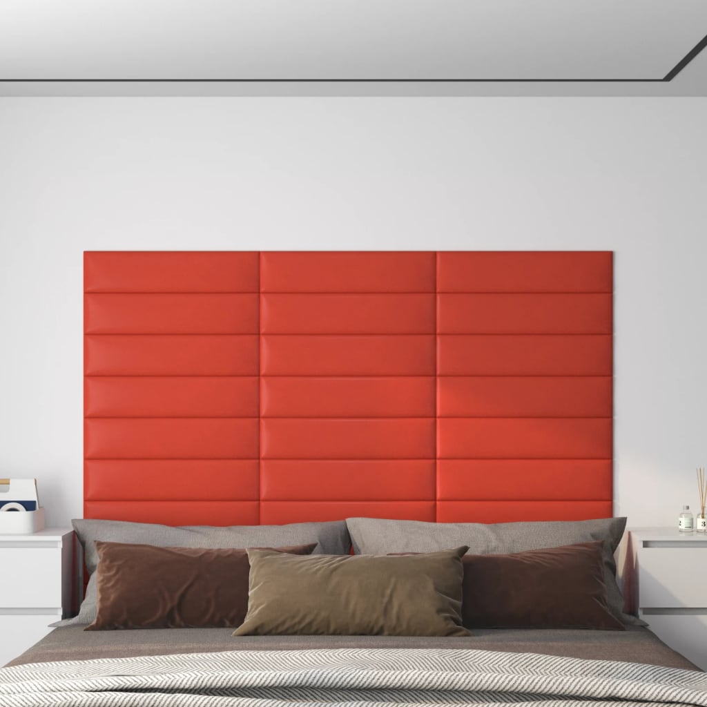 vidaXL 12 db piros műbőr fali panel 60 x 15 cm 1,08 m²