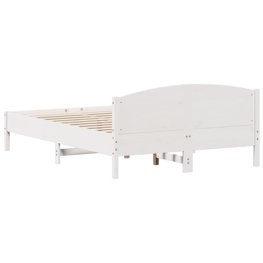 vidaXL fehér fenyőfa ágykeret fejtámlával 150x200 cm