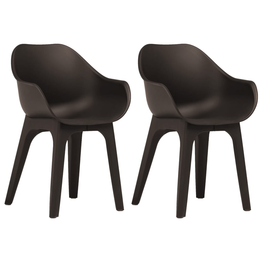 vidaXL 2 db barna műanyag kerti szék karfával