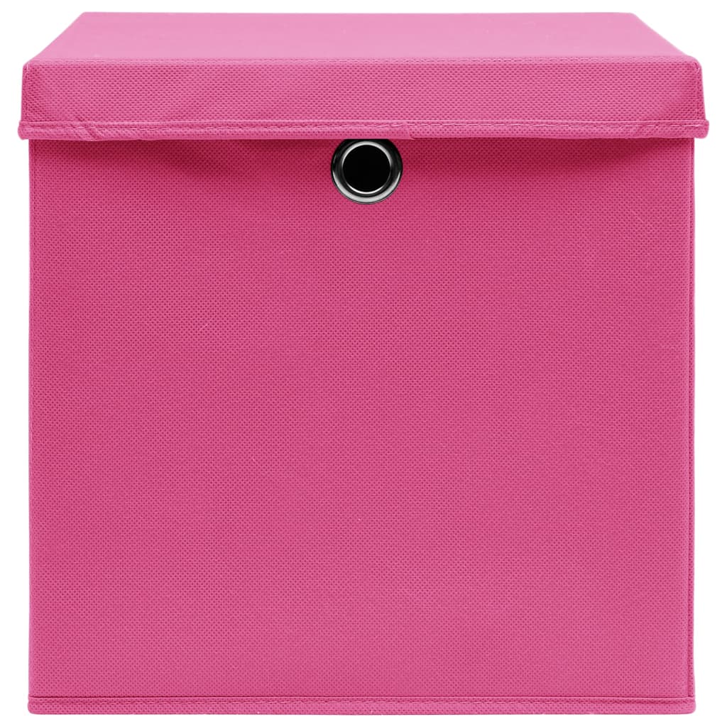 vidaXL 4 db rózsaszín szövet tárolódoboz fedéllel 32 x 32 x 32 cm