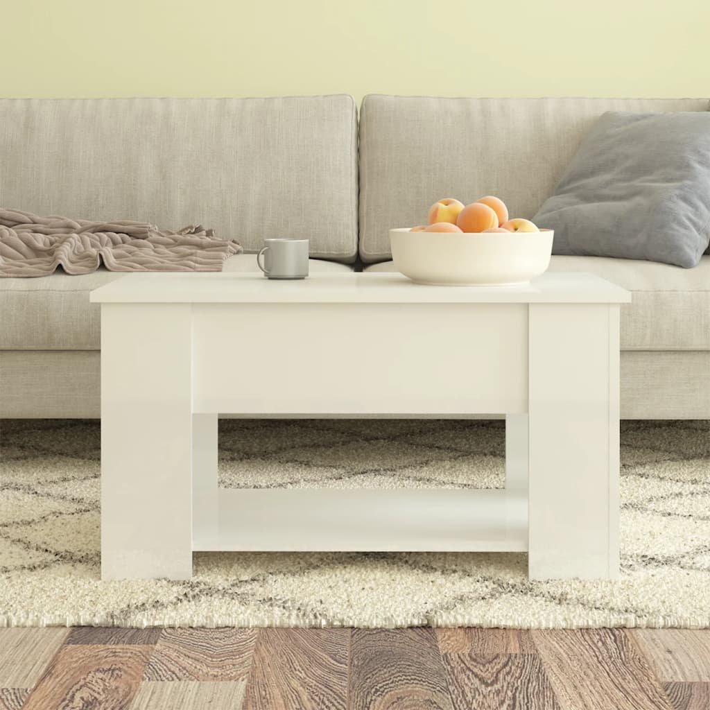 vidaXL magasfényű fehér szerelt fa dohányzóasztal 79 x 49 x 41 cm