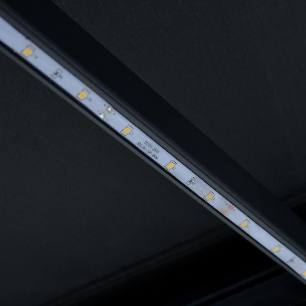 vidaXL antracitszürke kézzel kihúzható LED-es napellenző 300 x 250 cm