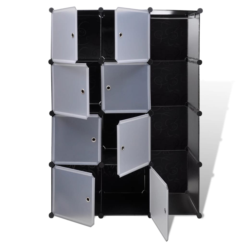 vidaXL fekete/fehér szekrény 9 tárolórekesszel 37 x 146 x 180,5 cm
