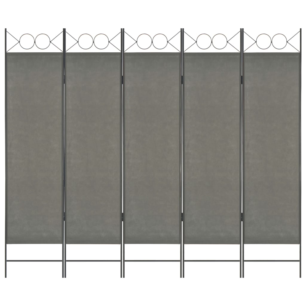 vidaXL antracitszürke 5-paneles paraván 200 x 180 cm