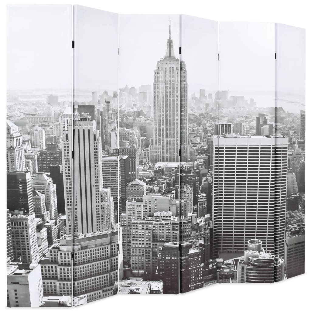 vidaXL fekete-fehér New York mintás paraván 228 x 170 cm