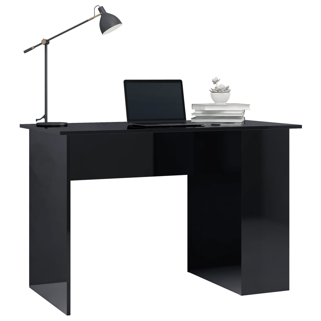 vidaXL magasfényű fekete forgácslap íróasztal 110 x 60 x 73 cm