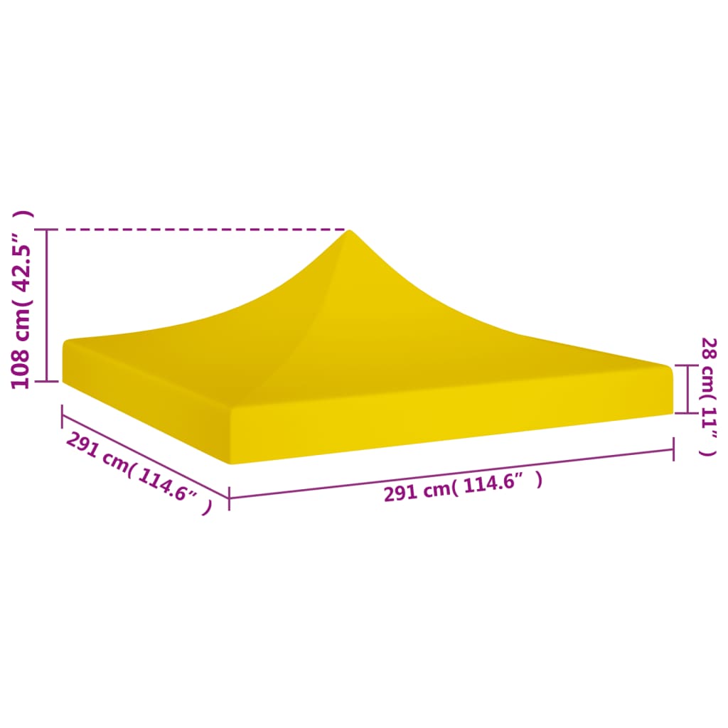 vidaXL sárga tető partisátorhoz 3 x 3 m 270 g/m²