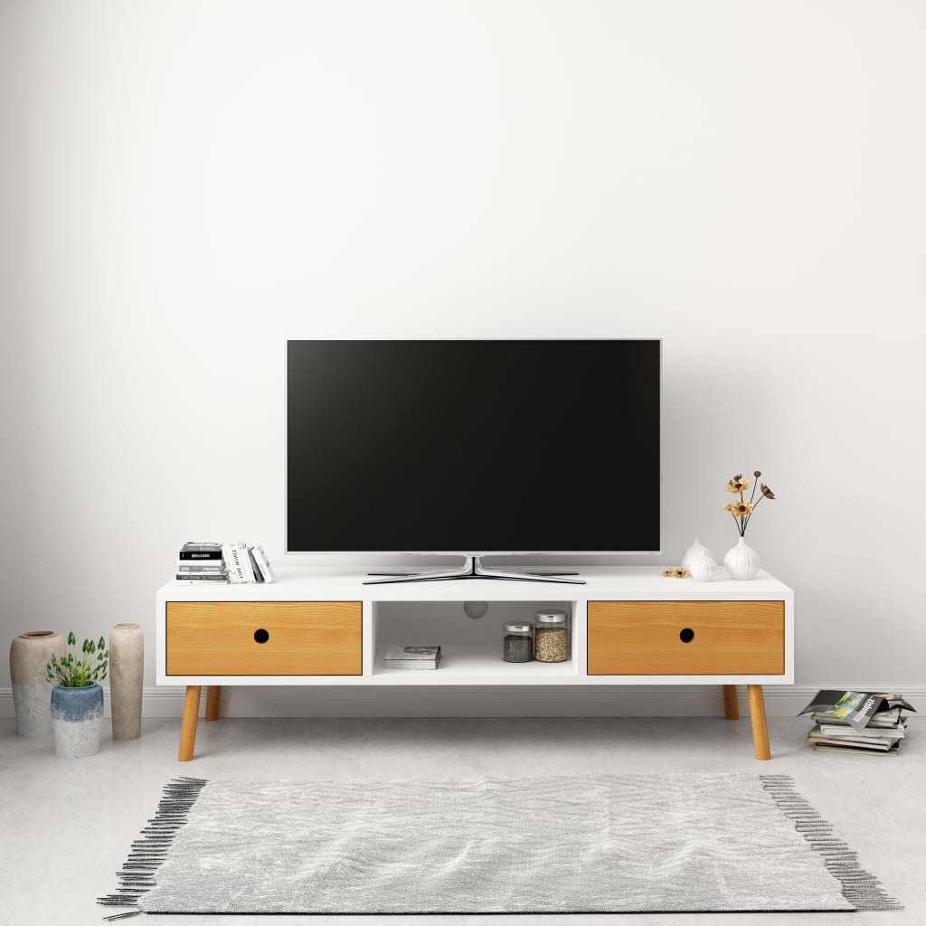 vidaXL fehér tömör fenyőfa TV-szekrény 120 x 35 x 35 cm