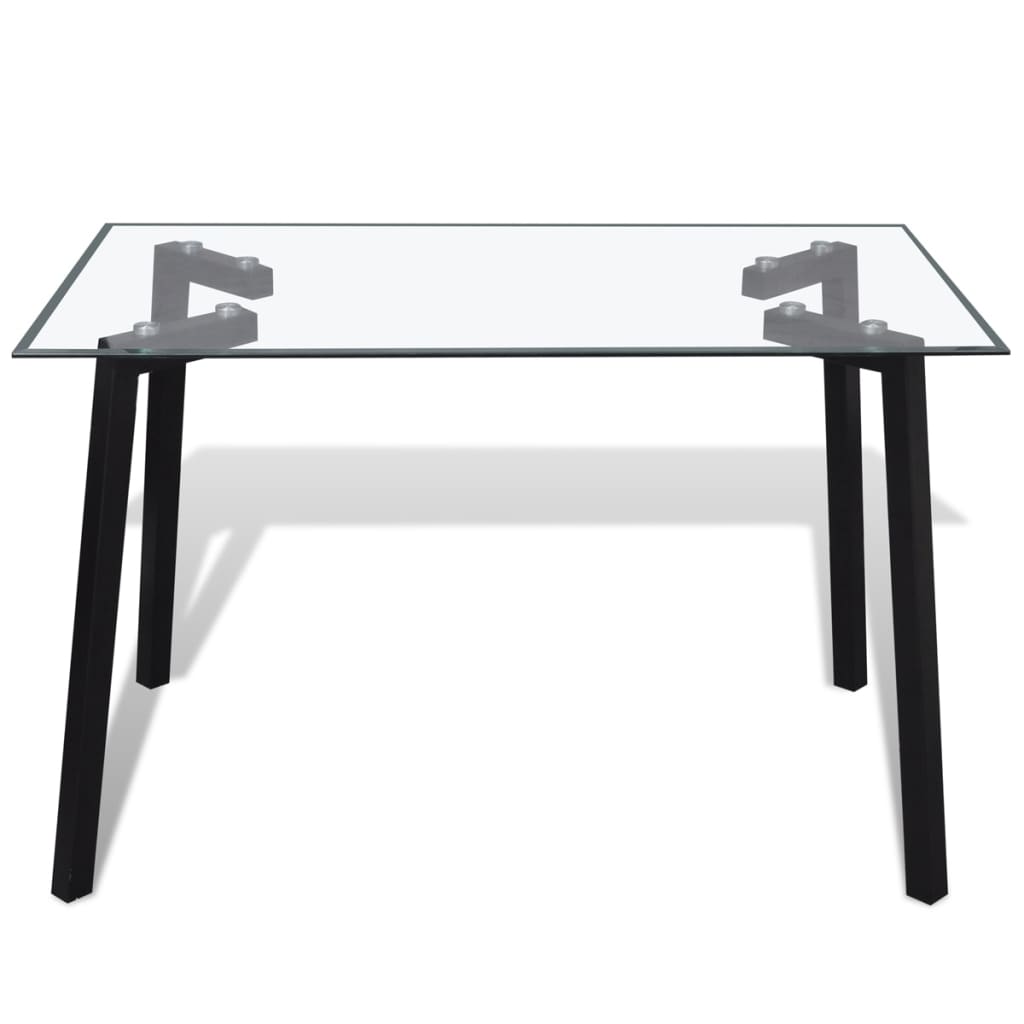 vidaXL étkezőasztal üveglappal és fekete asztallábakkal