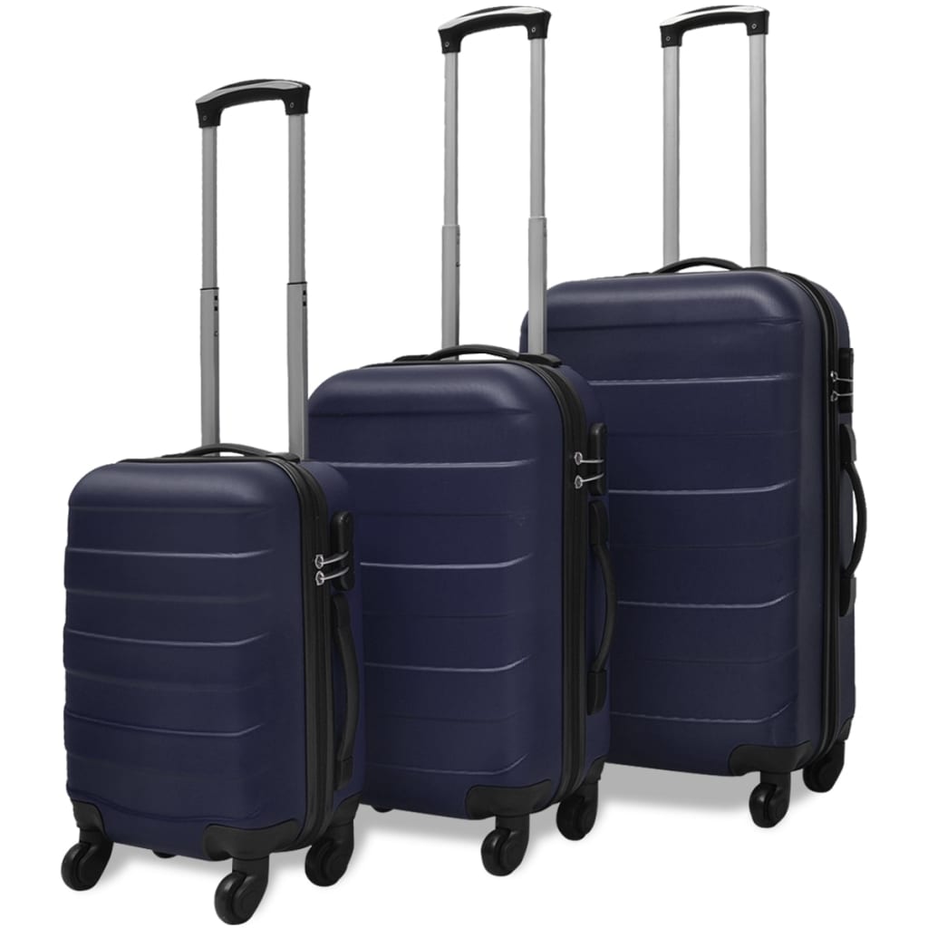 vidaXL 3 darabos kék húzható kemény bőrönd szett 45,5/55/66 cm