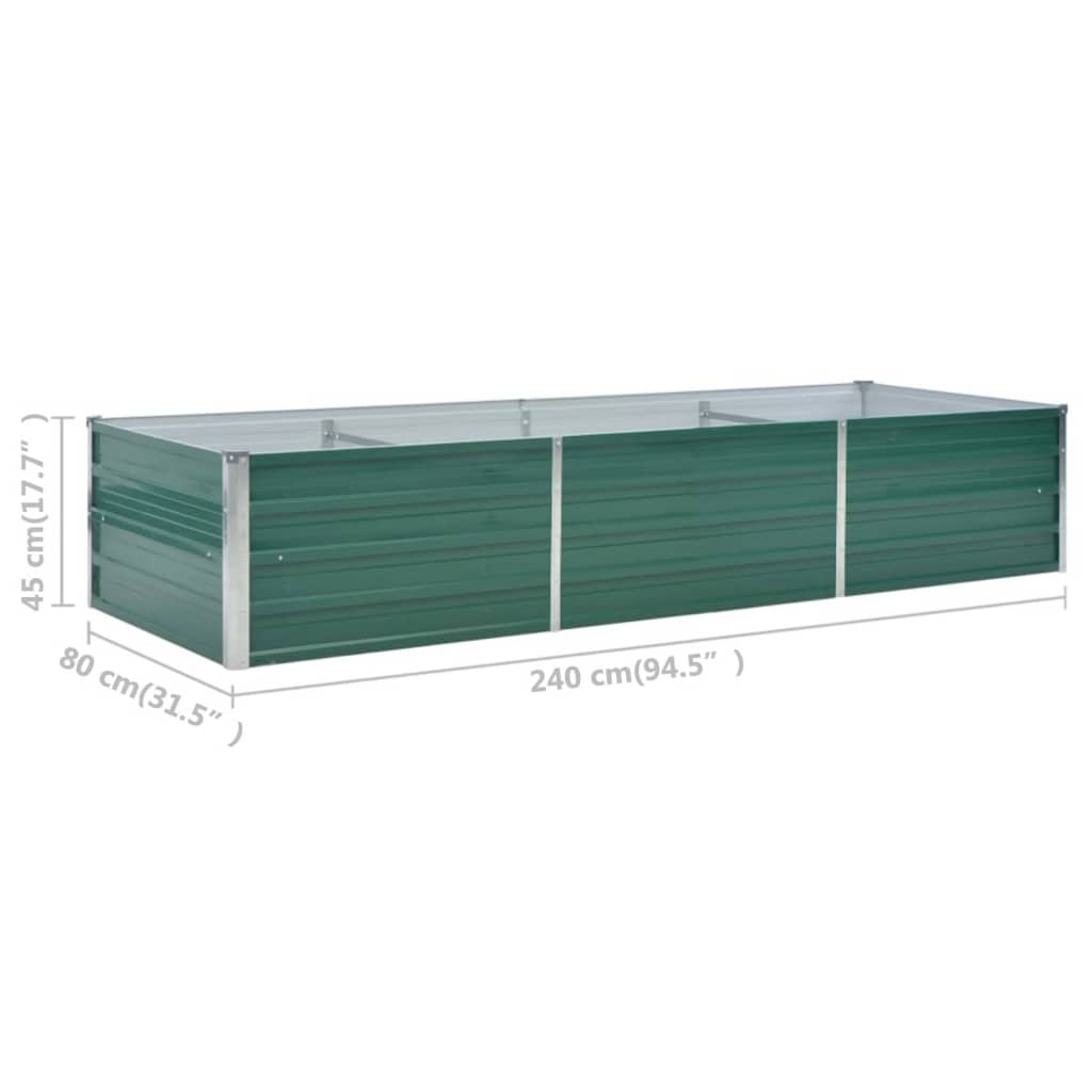 vidaXL zöld horganyzott acél kerti magaságyás 240 x 80 x 45 cm