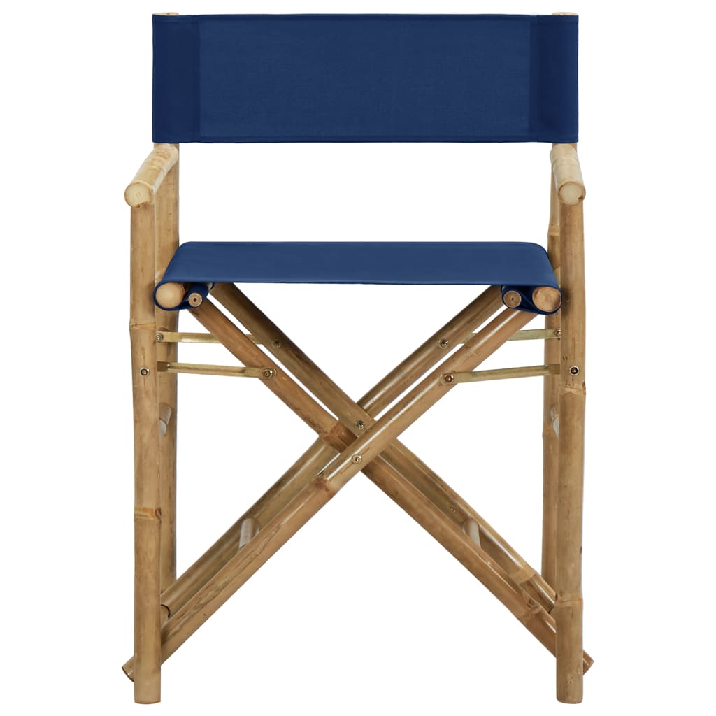 vidaXL 2 db kék bambusz és szövet összecsukható rendezői szék