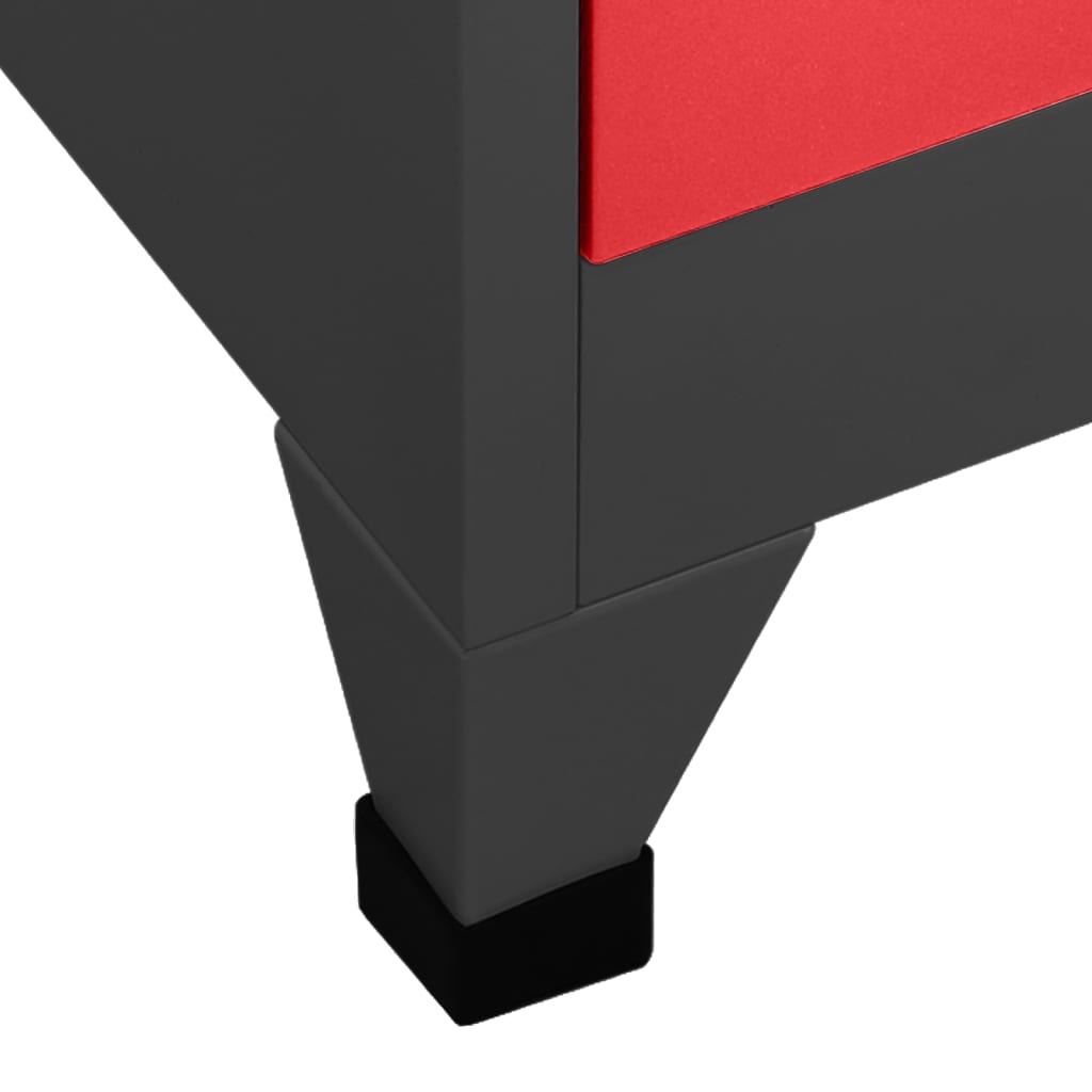 vidaXL antracitszürke-piros acél zárható szekrény 90 x 40 x 180 cm