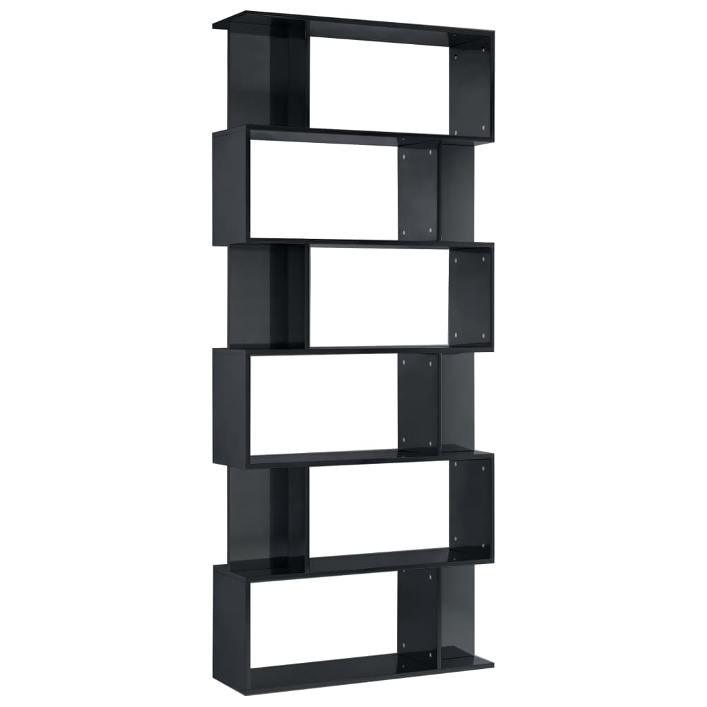 vidaXL magasfényű fekete könyvszekrény/térelválasztó 80 x 24 x 192 cm