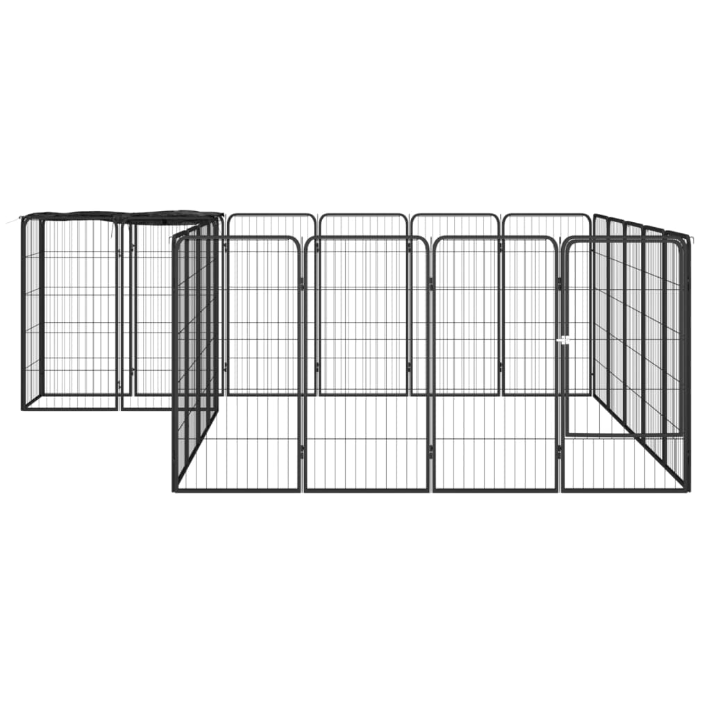 vidaXL 22-paneles fekete porszórt acél kutyakennel 50 x 100 cm