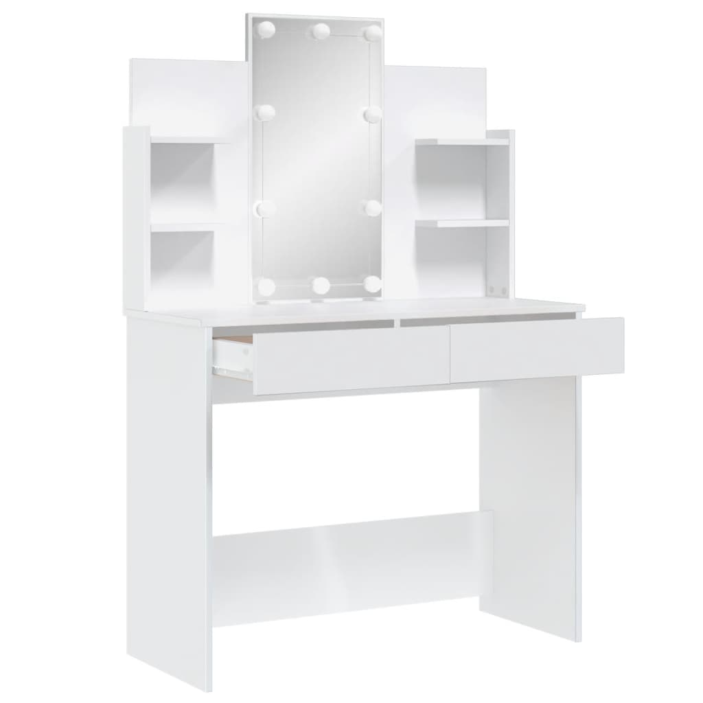 vidaXL fehér fésülködőasztal LED-del 96x40x142 cm