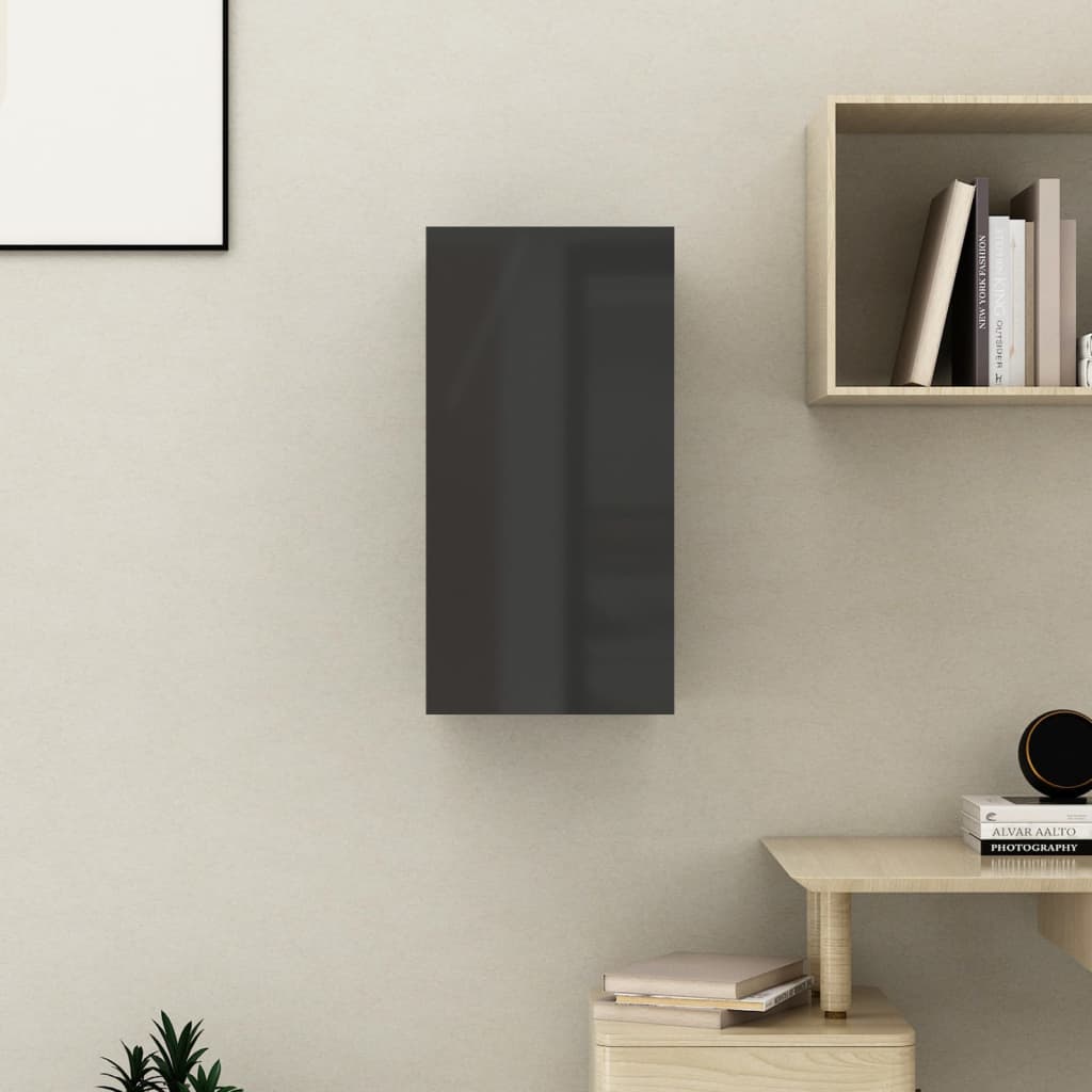 vidaXL magasfényű fekete forgácslap TV-szekrény 30,5 x 30 x 60 cm
