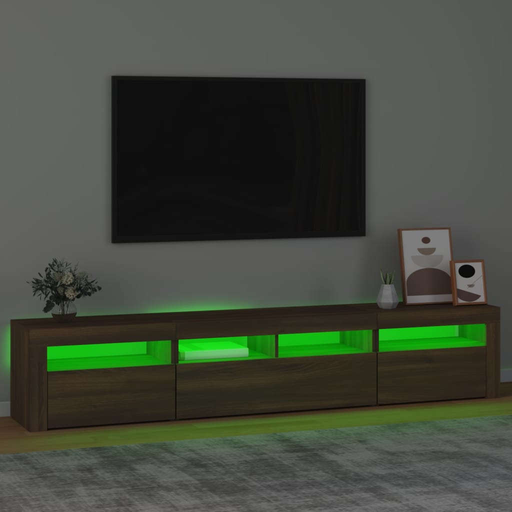vidaXL barna tölgyszínű TV-szekrény LED-lámpákkal 210x35x40 cm