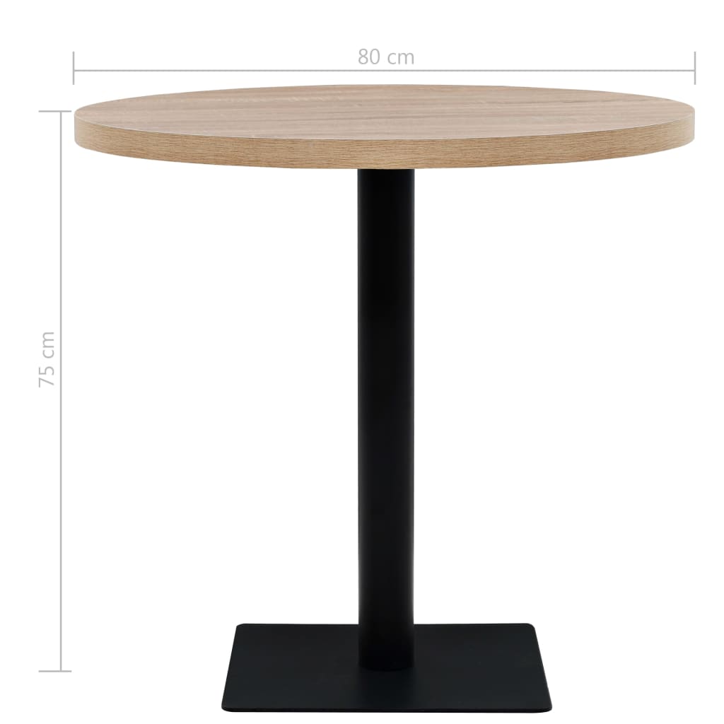 vidaXL kerek, tölgyfa színű MDF/acél bisztró asztal 80 x 75 cm