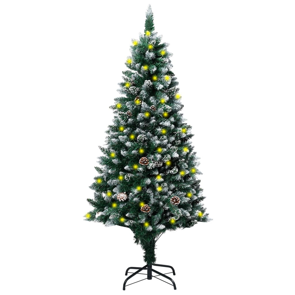 vidaXL műkarácsonyfa LED-del / tobozzal / pelyhes hóval 180 cm