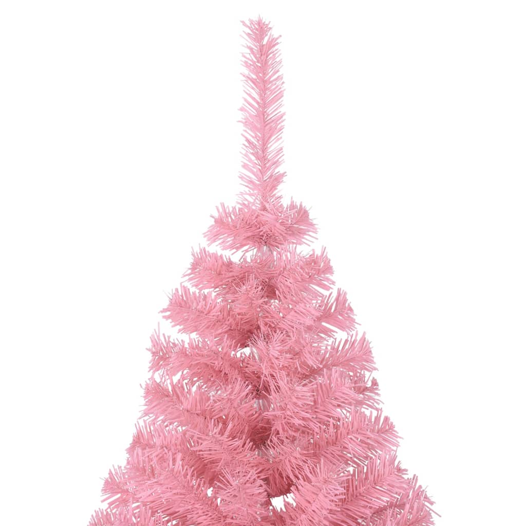 vidaXL rózsaszín PVC fél műkarácsonyfa állvánnyal 210 cm