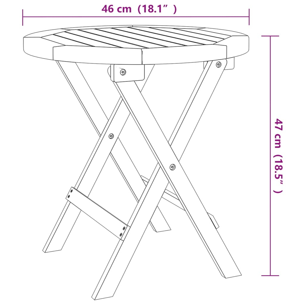 vidaXL tömör akácfa bisztróasztal Ø46 x 47 cm
