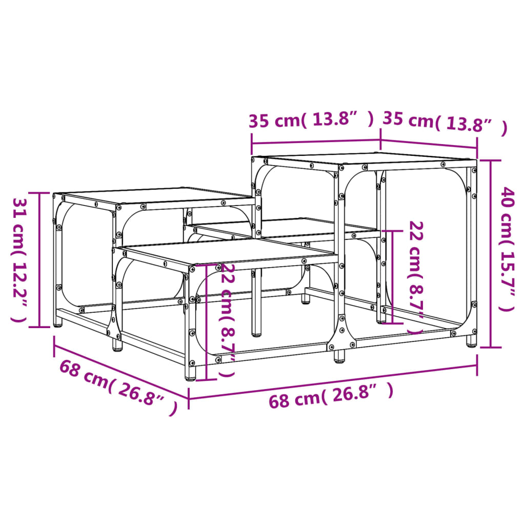 vidaXL sonoma-tölgyszínű műfa dohányzóasztal 68x68x40 cm