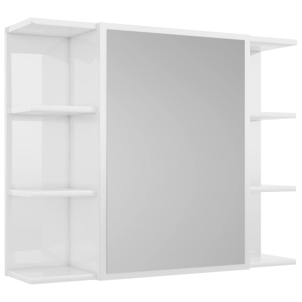 vidaXL magasfényű fehér forgácslap fürdőszobai tükör 80 x 20,5 x 64 cm