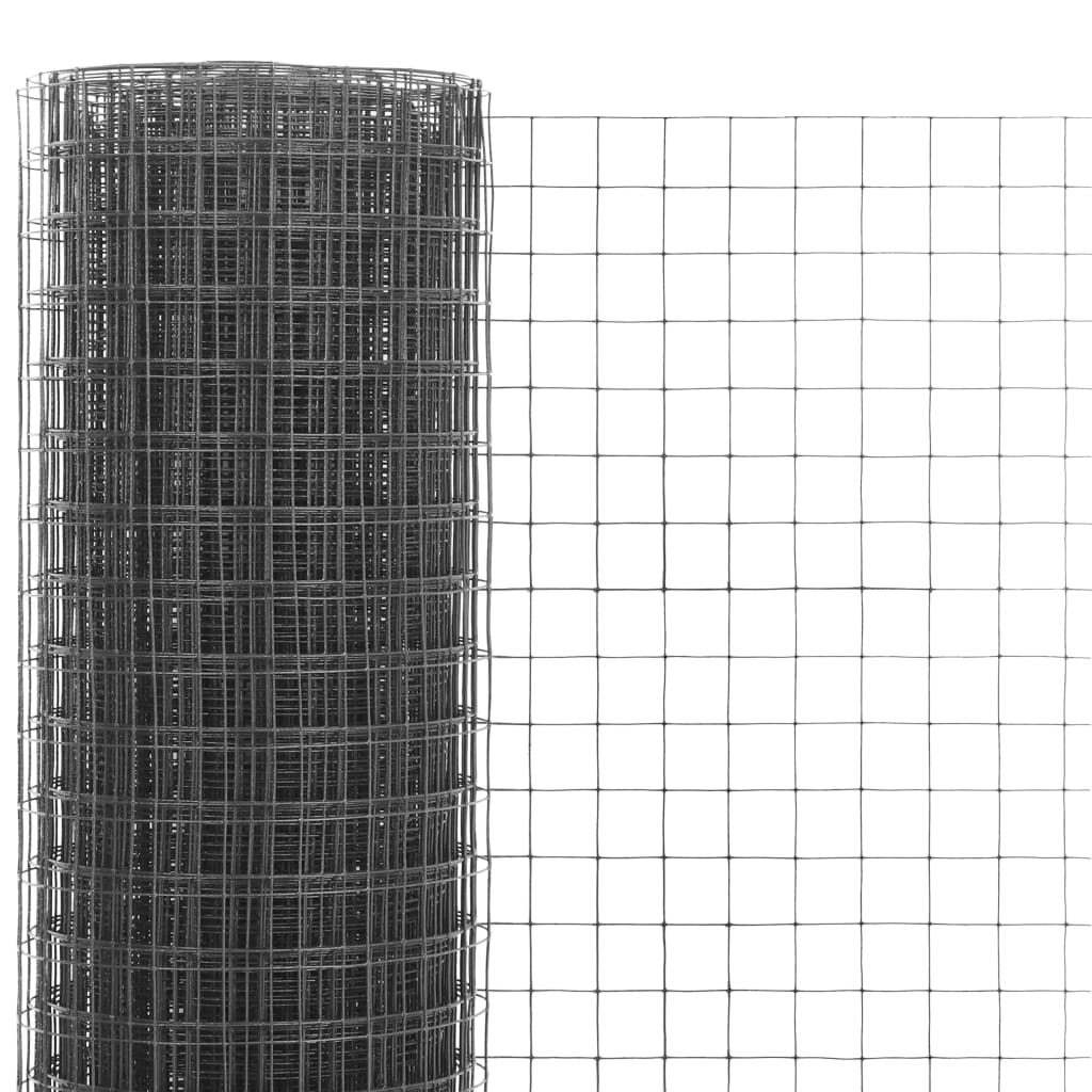 vidaXL szürke PVC-bevonatú acél csirkeháló drótkerítés 25 x 1,5 m